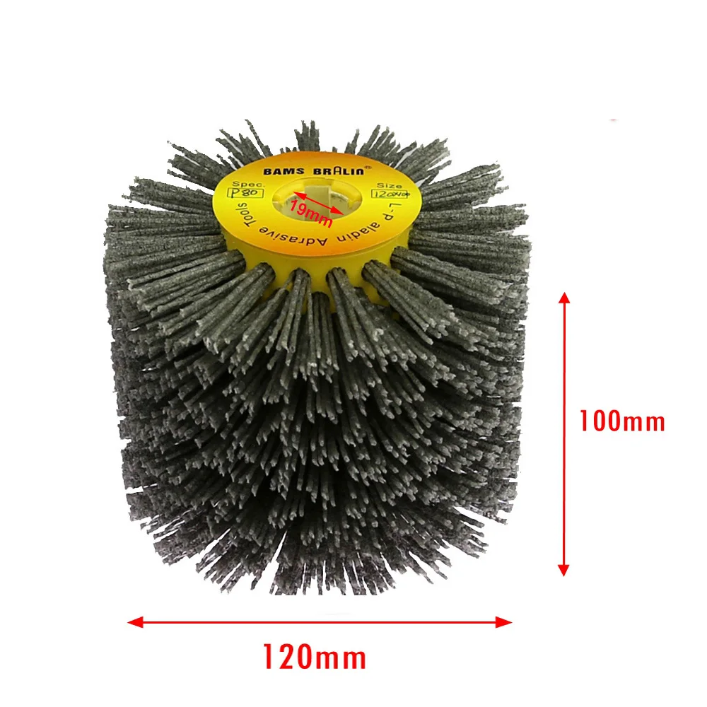 Roue de polissage à tambour en fil de nylon, brosse électrique pour calcul, travail des métaux, 120x100x19mm, 1 pièce