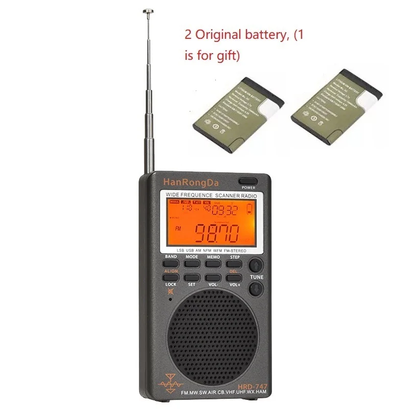 To HRD-747 Mini Digital AM FM SW AIR Pocket Portable Radio Receiver