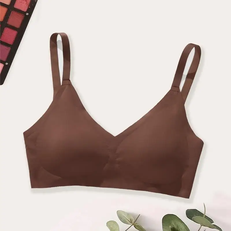 BEAUWEAR Plain Seamless Underwear Female Wireless Push Up Bra with Removable Pad Soft Comfort Lingerie for Sleep Sport S M L XL