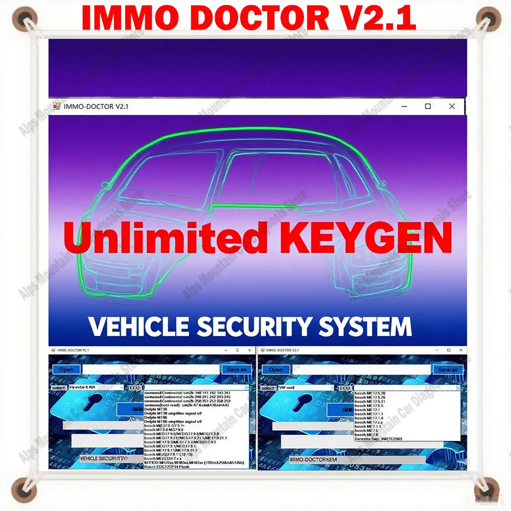 ماسح ضوئي IMMO DOCTOR V2.1 obd2 مع مفاتيح غير محدودة متعددة العلامات التجارية Immo Off Software ECU Chip Tuning for sim2k MT38 ME 17.9.2 MED17