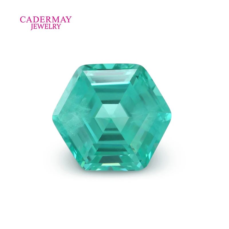 Paraiba สีเขียว Yttrium อลูมิเนียมโกเมน YAG อัญมณีหลวม 6x6 มม.รูปทรงหกเหลี่ยมสังเคราะห์ Paraiba หลวมสําหรับเครื่องประดับทํา