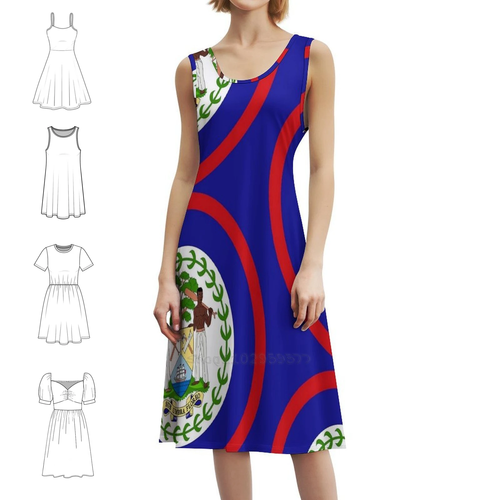 Флаг Белиза Подарки Наклейки и продукты (Gf) Платье с вырезом в форме сердца Элегантное летнее праздничное платье для женщин Флаг Белиз Флаг