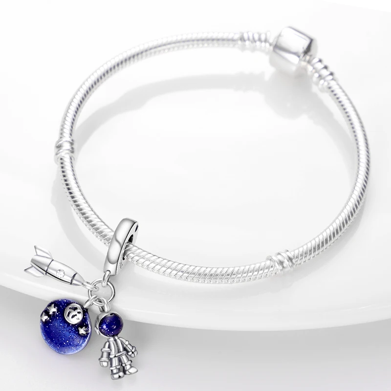 New 925 Sterling Silver Space Enthusiast Commemorative Significance Charms Beads 3mm DIY Gift Fine Jewelry Making