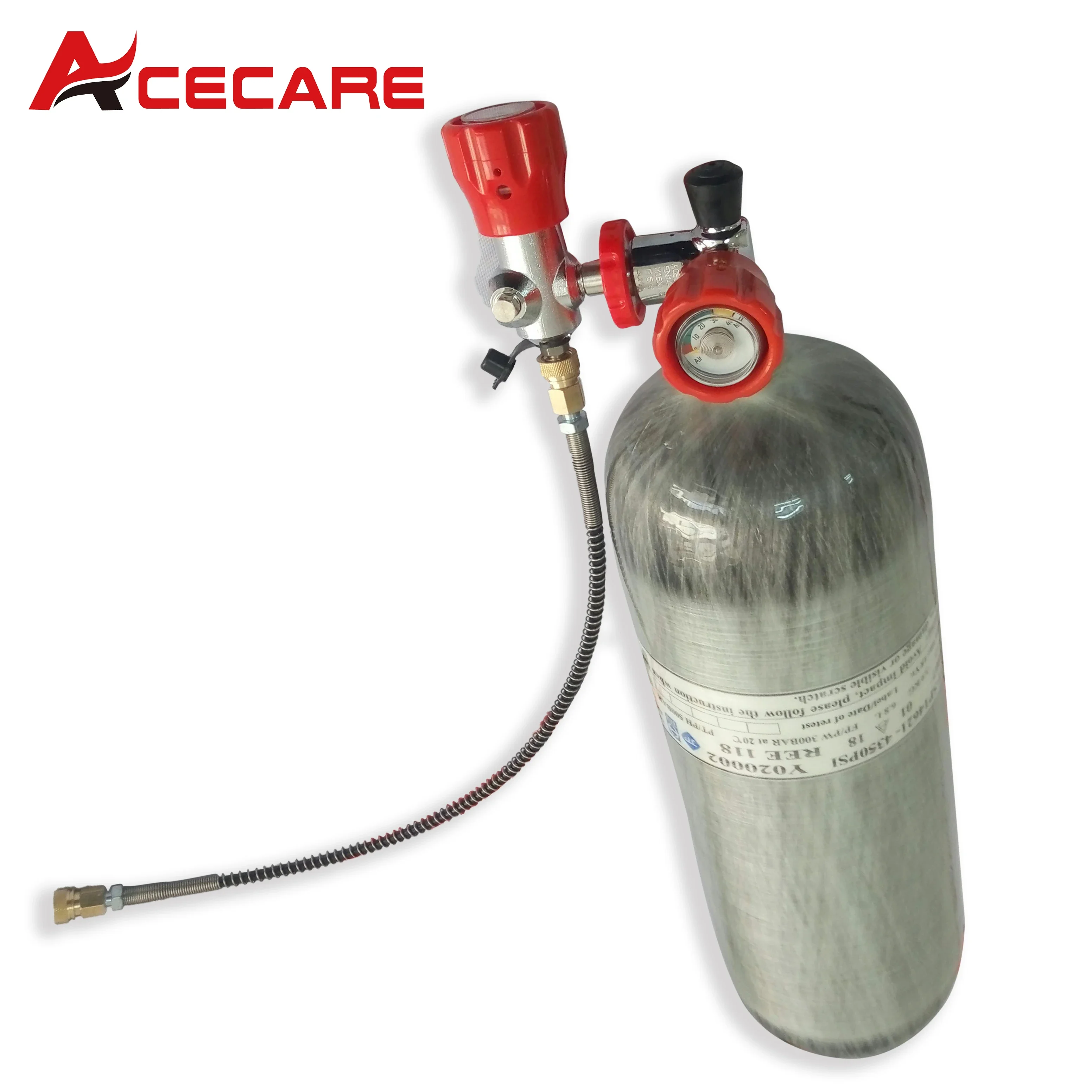 Acecare ถังวาล์วสกูบา, 6.8L จุด415cu ใน hPa คาร์บอนไฟเบอร์30Mpa 300Bar สถานีเติมวาล์ว4500Psi สำหรับดำน้ำ