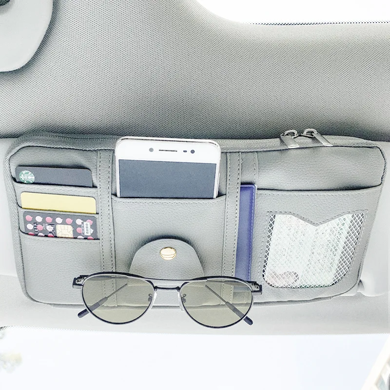 

Pu leather car certificate storage bag car visor cover glasses clip car inner driver's license hanging storage bag