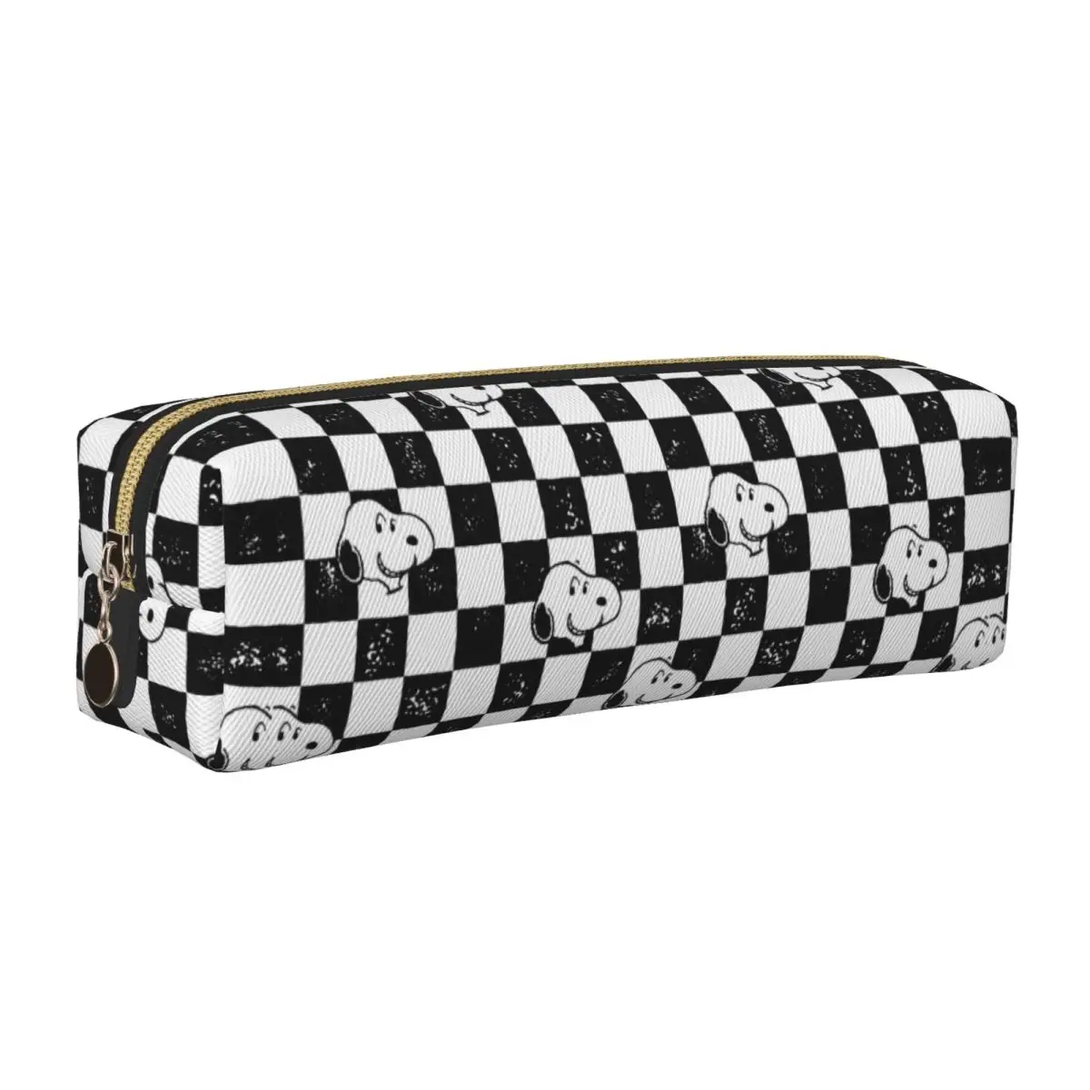 

Пеналы с клетчатым флагом Снупи, забавная сумка для ручек для студентов, большая вместимость, школьные принадлежности, подарки, пенал