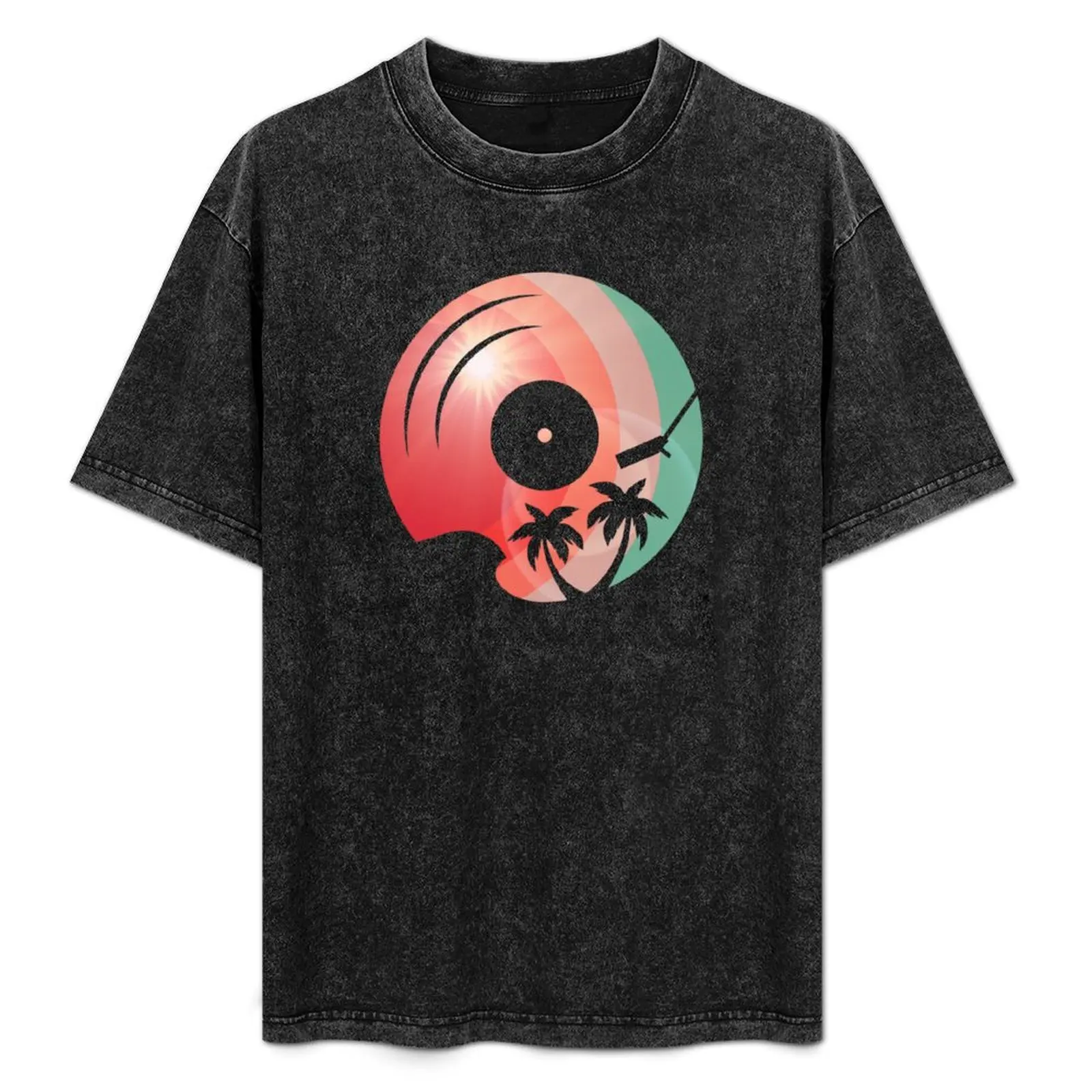 

Vinyl Retro Beach Sunset T-Shirt Sweat Absorbing Sports Tee Shirt