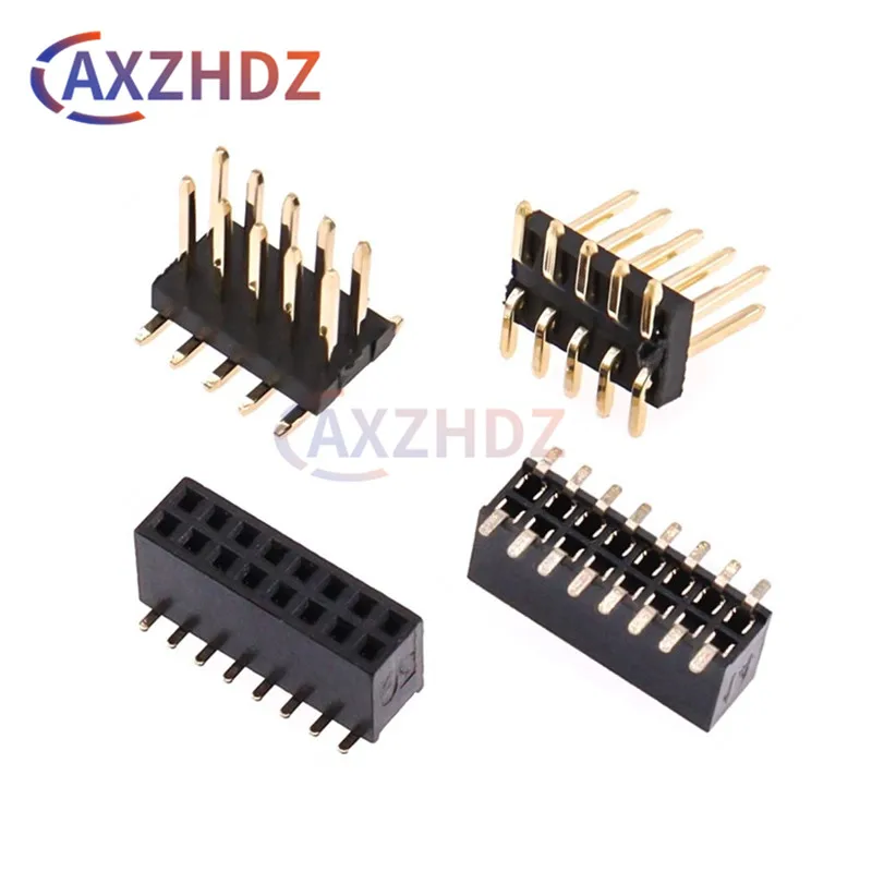 

10PCS SMD Female Male Pin Header PCB Connector 1.27mm 2P 3P 4P 5P 6P 7P 8P 10P 12P 13P 15P 20P 25P 30P 40P 50Pin Double Row