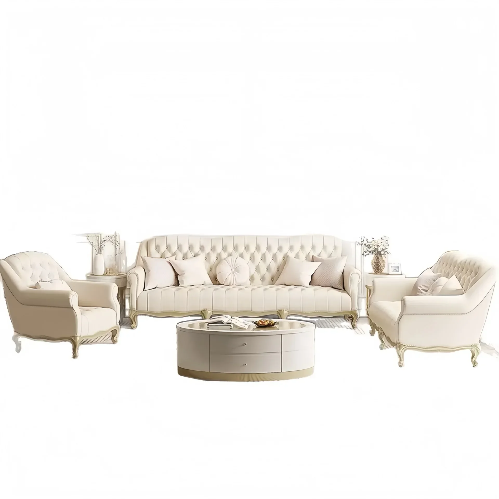 CX American light luxury solid wood leather sofa European living room high-end villa sofa