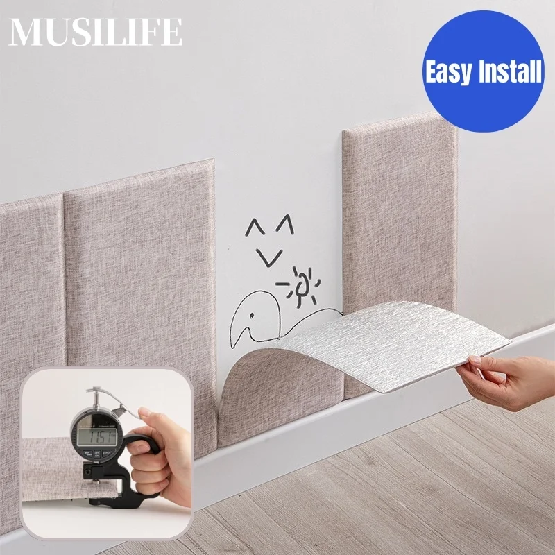 

Self Adhesive Linen Soft Wall Sticker Thicken Anti-Collision Kids Room Decor Peel Stick Headboard Panel Easy Install Home Decor