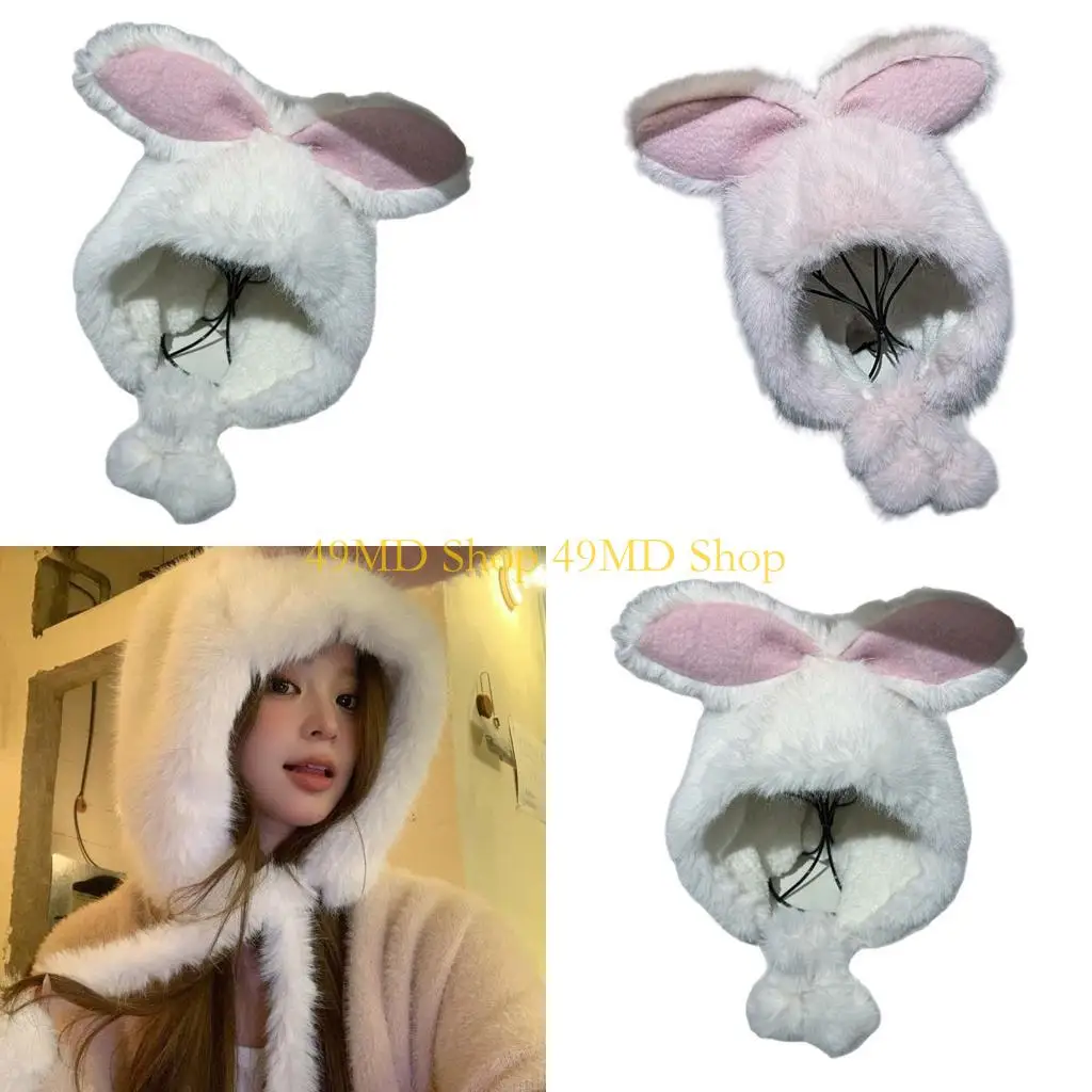 

49MD плюшевая шапка с длинными ушками, мягкая шапка для стирки, модная унисекс, шапка-ушанка, теплая шапка для женщин, мужчин и