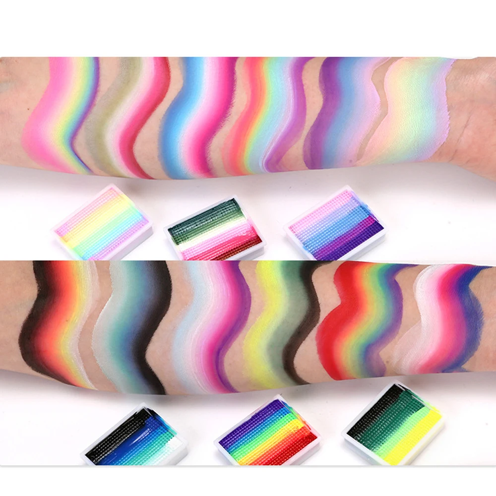 12 Colours Water-Soluble Rainbow Palette Children\'s Face Body Paint, Halloween Stage Makeup Body Paint Pigments Face Makeup