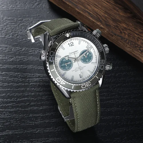 Imagen 2 del producto Correa de reloj desplegable de tela vela, 20mm, 22mm, nailon resistente al agua de dos lados, liberación rápida con hebilla plegable, correa de reloj para Omega