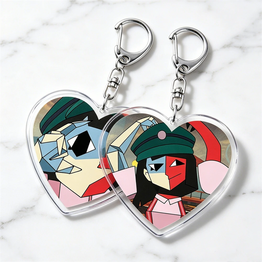 Llaveros de moda con temática de videojuegos para accesorios de bolso, Ena Dream BBQ Coral Glasses Taski Maiden, Joyería para fans de videojuegos, Regalos para gamers