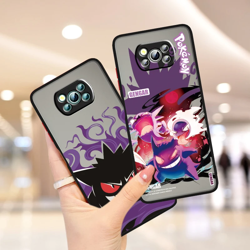 Cartoon P-Pokemones G-Gengars Frosted Translucent For Xiaomi Mi Poco X5 X4 X3 M6 M5S M5 M4 M3 F5 F4 F3 GT Pro 5G Cover