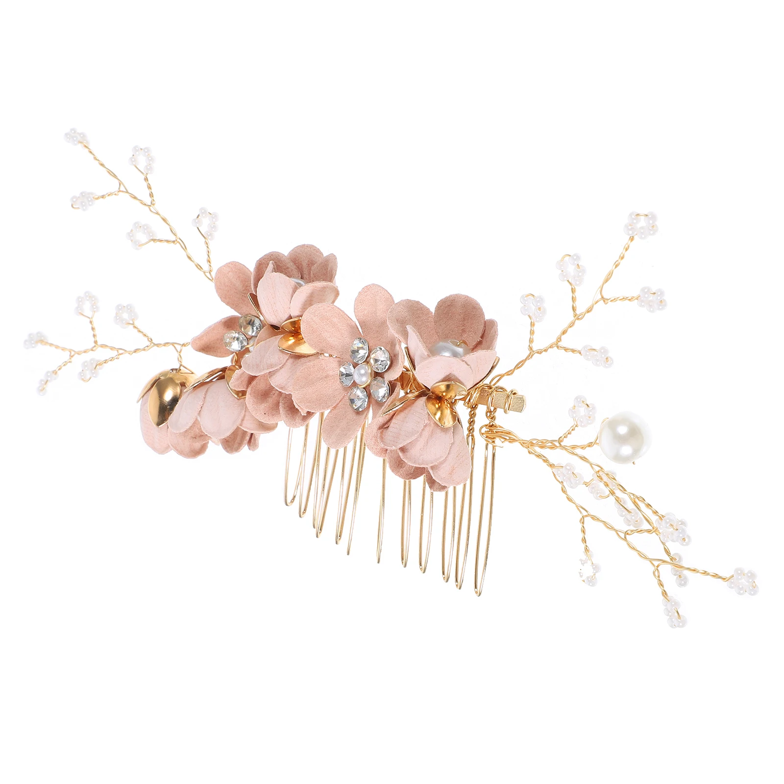 

Flower Hair Comb Decorative Wedding Party Accessories Metal Rhinestone Hanfu Fairy Jewelry Women Hair Side Comb Hairclip