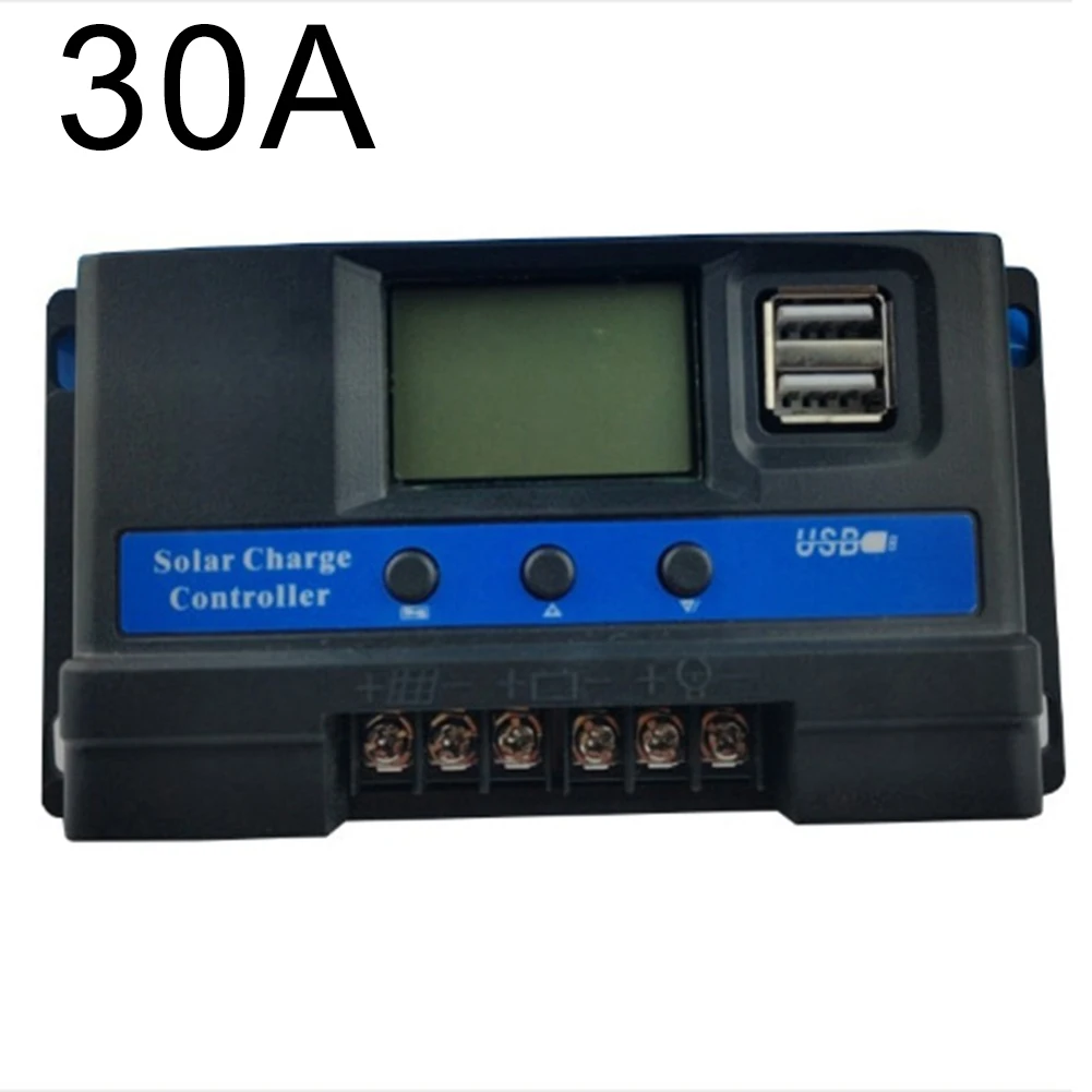 

12V/24V PWM-Controller 10/20/30A Automatic Generation & Discharge For Solar System 2-USB 5V Solar Panel Charging LCD Display