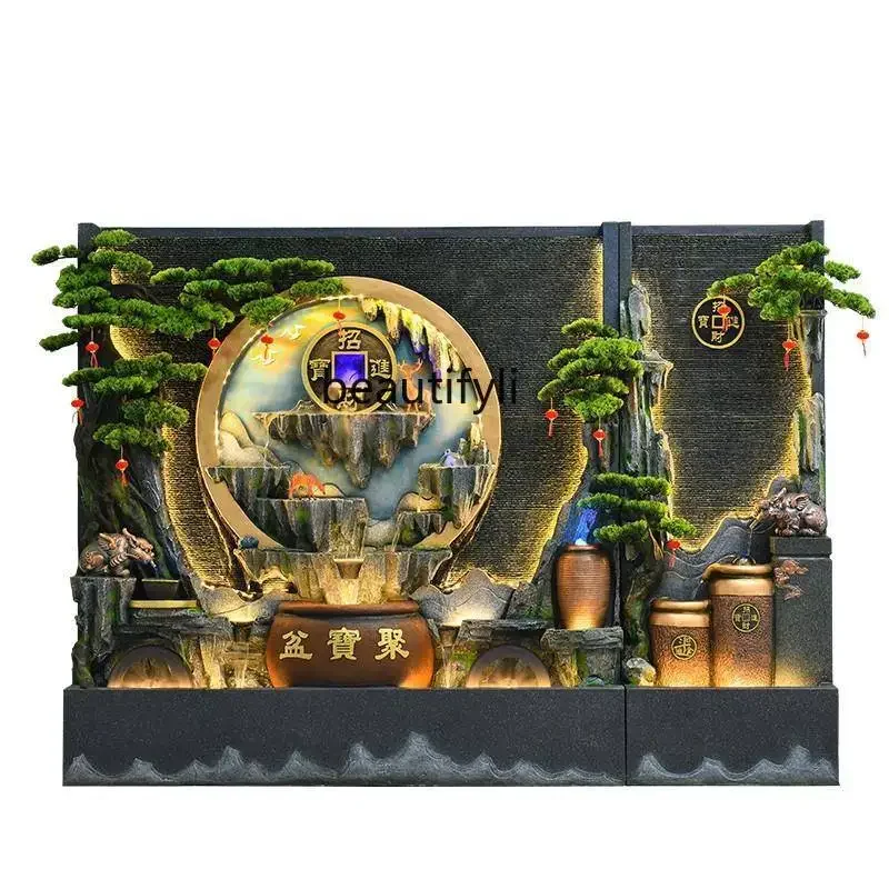 Water curtain wall living room rockery running water screen hotel office entrance courtyard fish pond fountain ornament