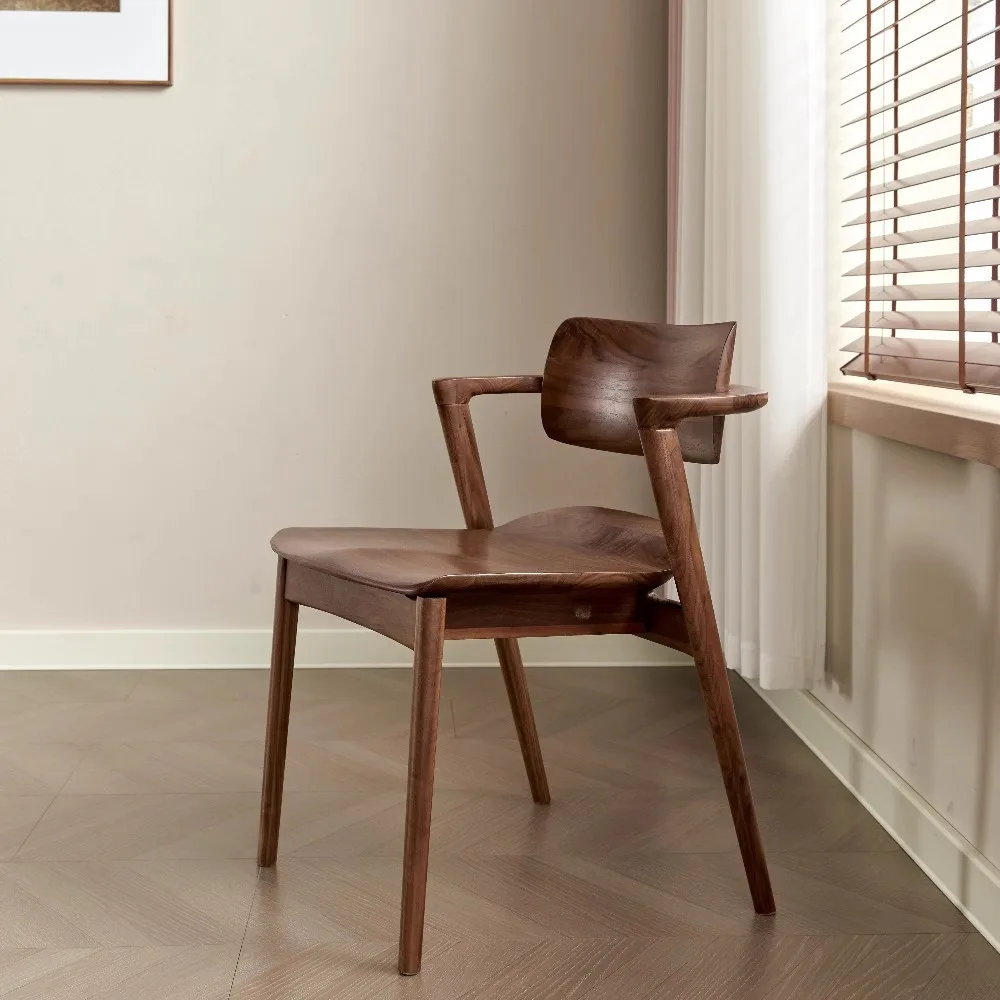 

Customizable North American Dining Chair Solid Wood Household Short Armrest Leisure Chair