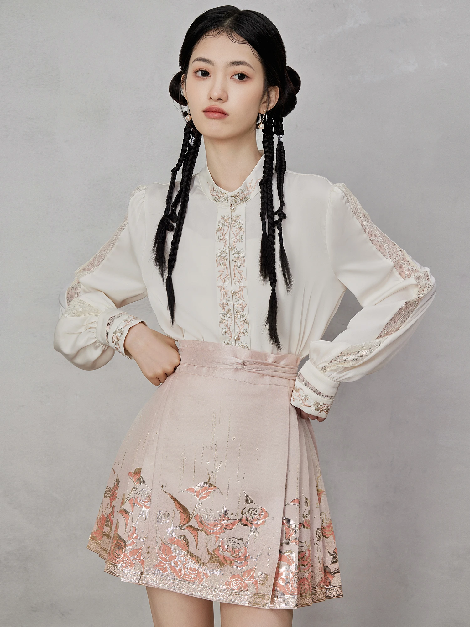Lanfenghua Flowing Gold Rose Pink Original Ming Dynasty Woven Gold Half Skirt Short Style Summer Collection High Waist A-Line