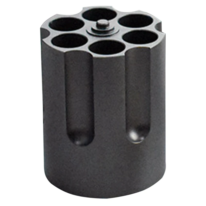 Revolver Pen Holder With 6 Slot Cylinder Design Heavy Duty Non-Slip Aluminum Alloy Office Creative Ornament