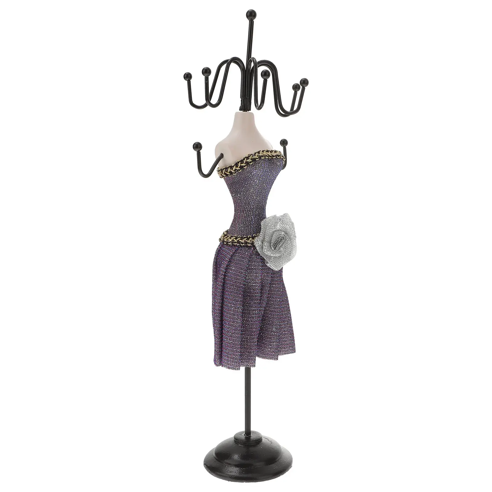 

Stylish Iron Jewelry Display Stand Multi-Hook Design for Necklaces Earrings Rings Crystals Gifts Desktop Adornment Household