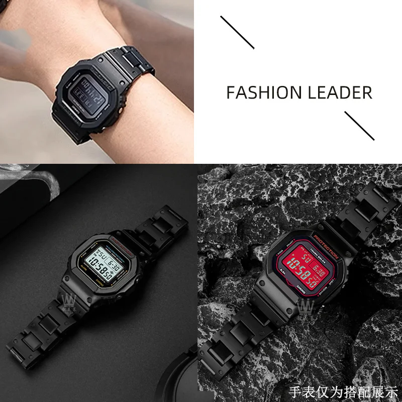 for Casio G-SHOCK DW5600/5610/GW-B5600 GA-2100 Series Black Plastic Strap Men Bracelet Band Watch Accessories