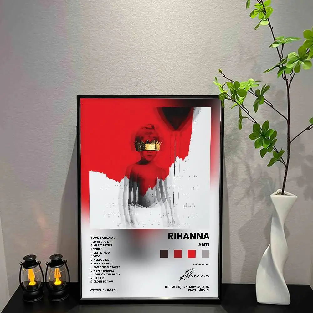 R-Rihanna Poster Álbum de Música Impressão em Tela Arte de Parede Decoração de Quarto Impressão de Arte de Parede Decoração de Casa 50X70 Quarto