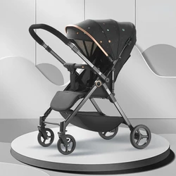 Two-way Strollers Portable Light Weight Cart, Can Sit and Lie Baby Strollers with Four Wheels, Folding Travel Stroller Airplane