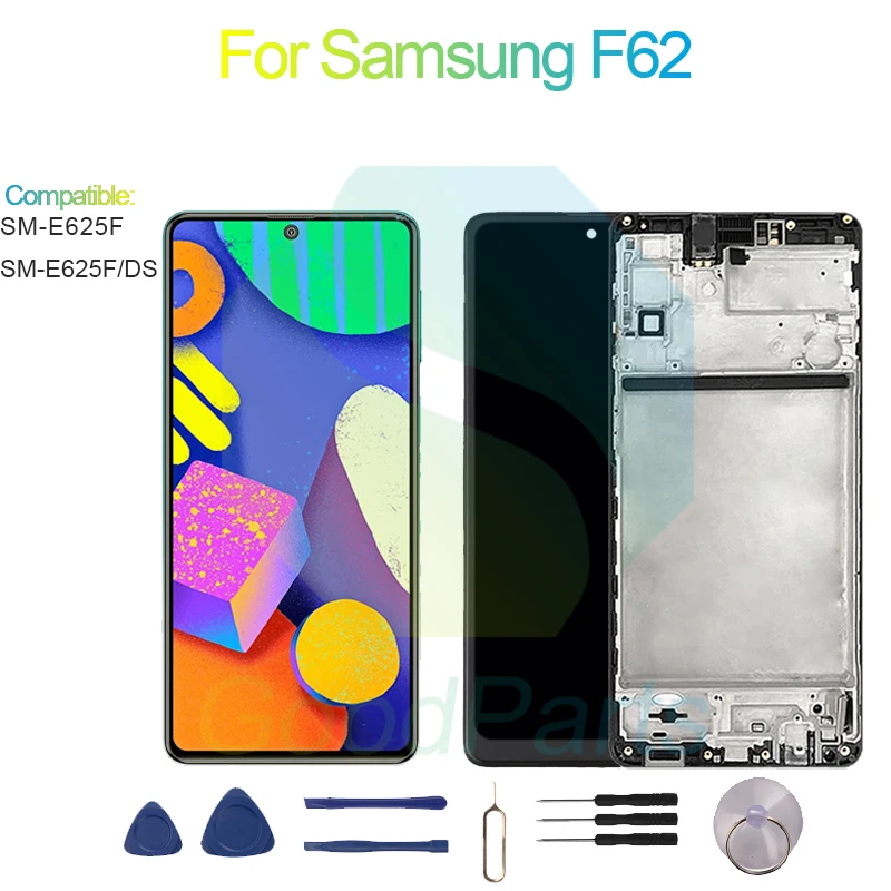 For Samsung Galaxy F62 Screen Display Replacement 2400*1080 SM-E625F, SM-E625FDS F62 LCD Touch Digitizer Assembly