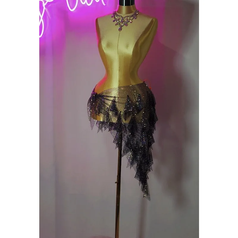 

Индивидуальный пояс для танца живота, поясная цепочка, длинное платье с кисточками и бриллиантами, высококачественное платье для чувствительных выступлений, комплект для женщин