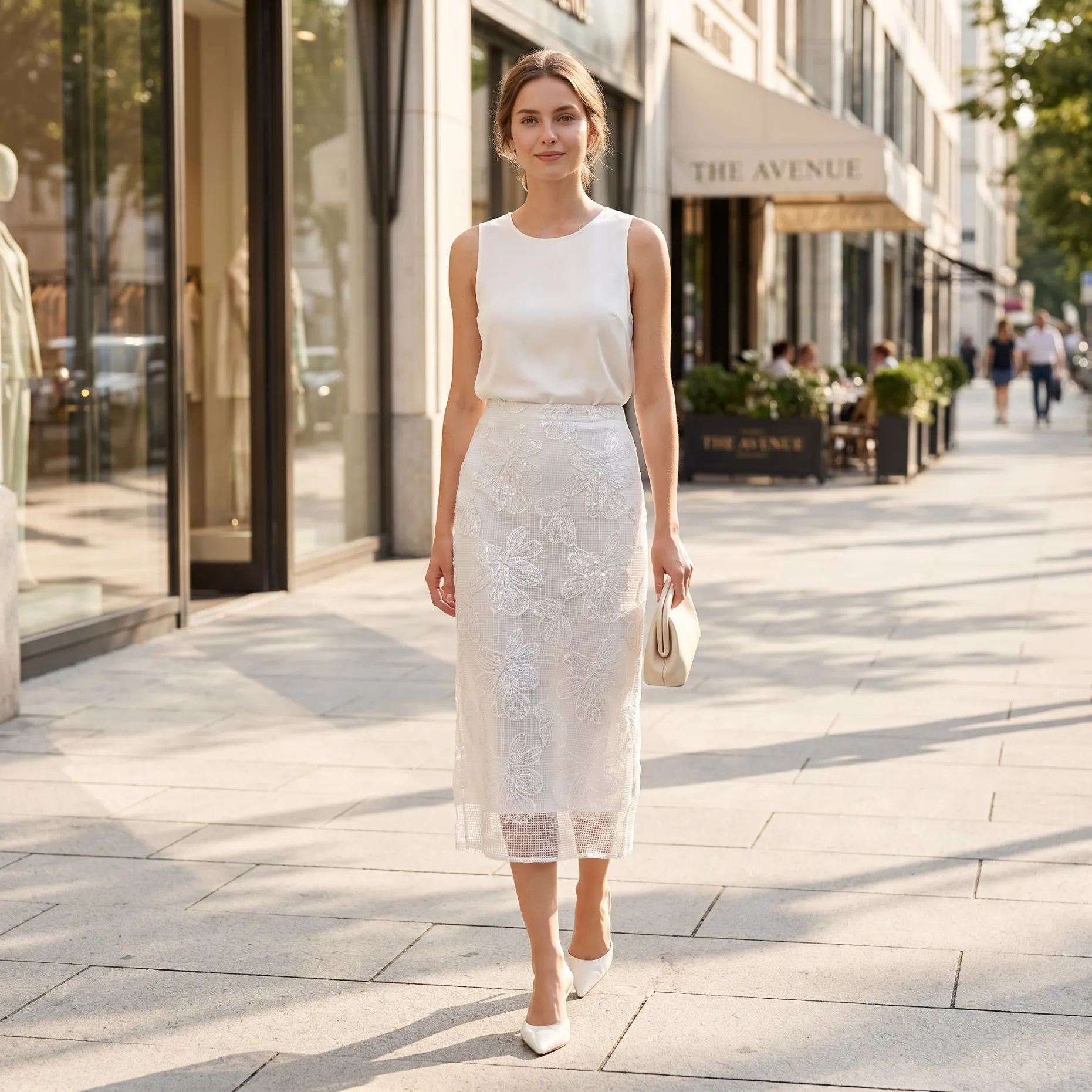 

Women Fashion Skirt Simple Fit Midi Skirt Casual Wear Ladies Casual Skirt Simple Design High Waist Midi Skirt BE08131