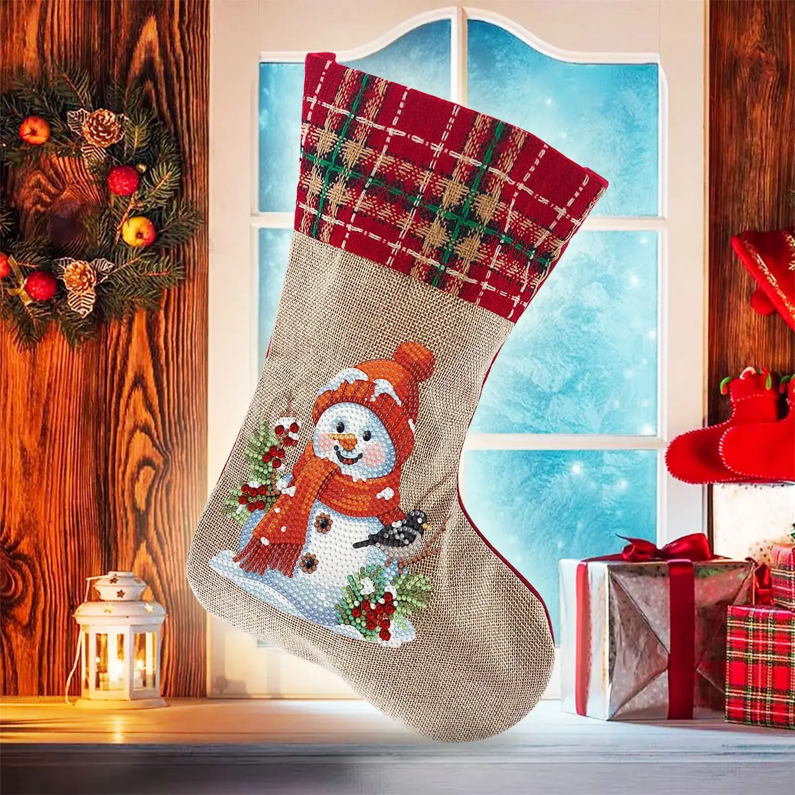 Disney Stitch Diamond Painting Christmas Stocking Christmas Stocking Candy Burlap Bag Diy Diamond Embroidery Christmas Gift Bag