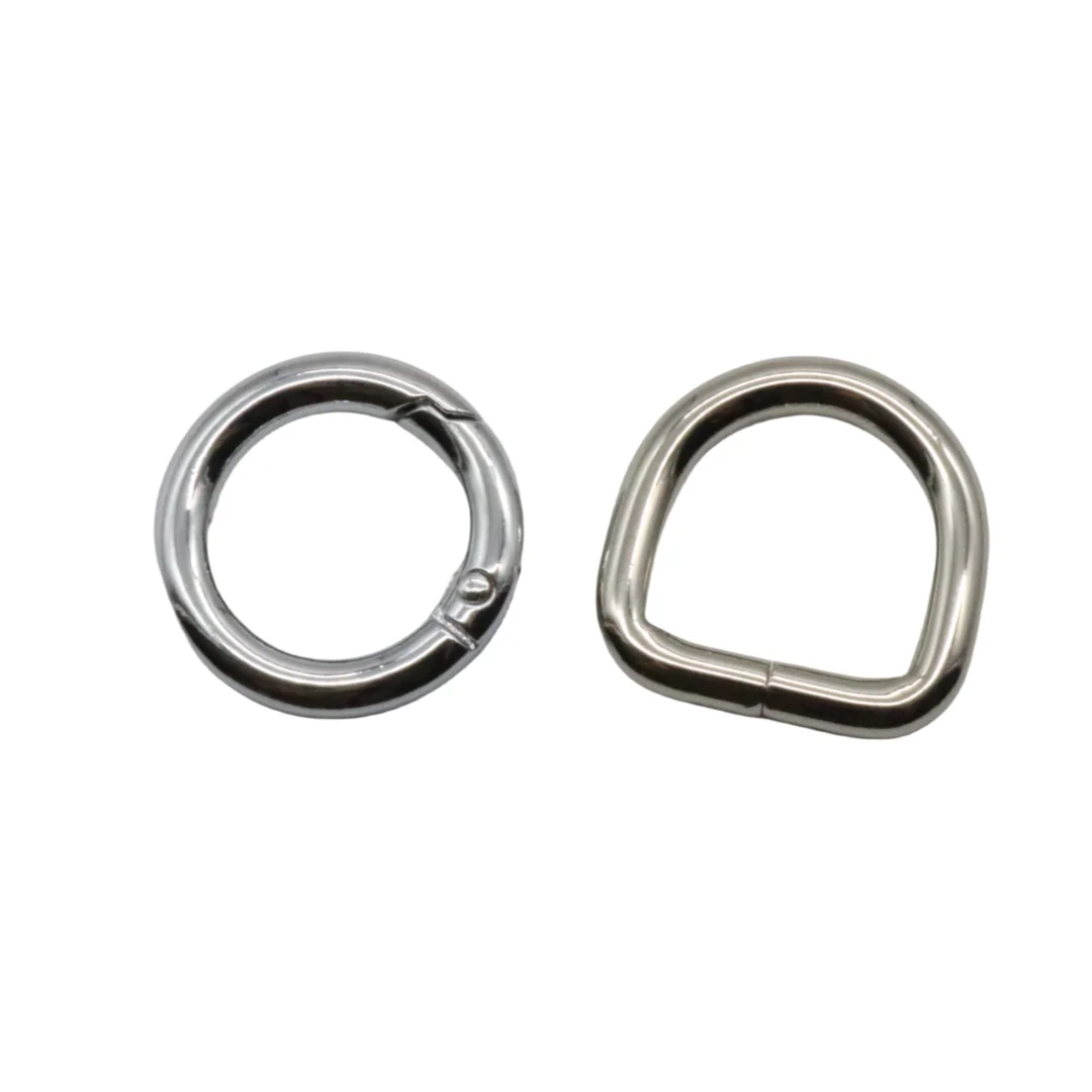 2 pcs Spring O ring Keychain ring With D ring Buckle Round Metal Bag Accessories Adjustable Handbag DIY Hardware