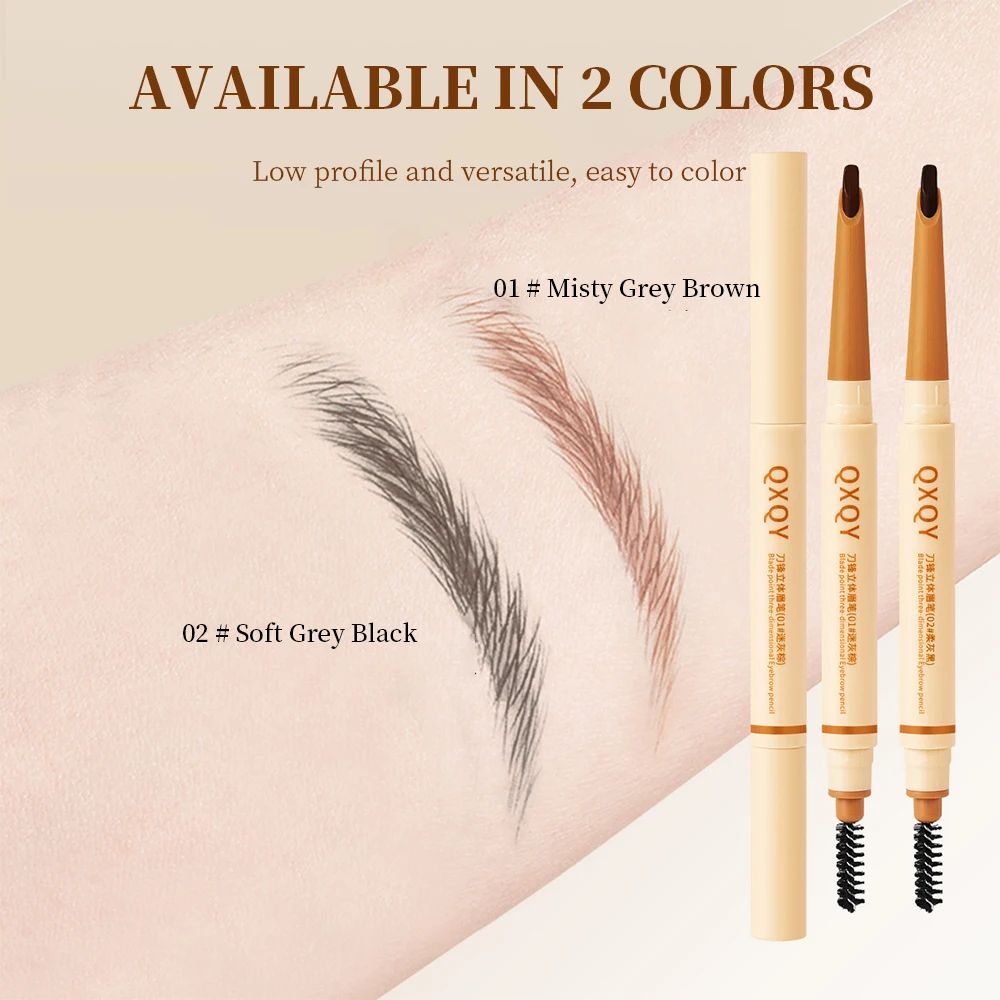 QXQY ดินสอเขียนคิ้วปลายใบมีดบาง กันน้ําและระบายสีง่าย สร้างคิ้วป่าสามมิติตามธรรมชาติ