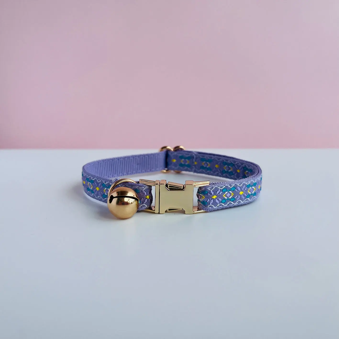 Customize Name Personalized Colorful Woven Pattern Cat Collar Jacquard Design Safety Breakaway Buckle_voghion.com