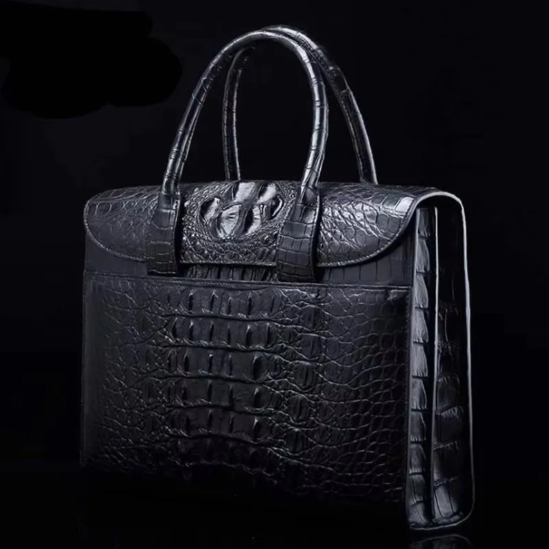 ourui  new  men briefcase  black male handbag man bag amle crocodile bag