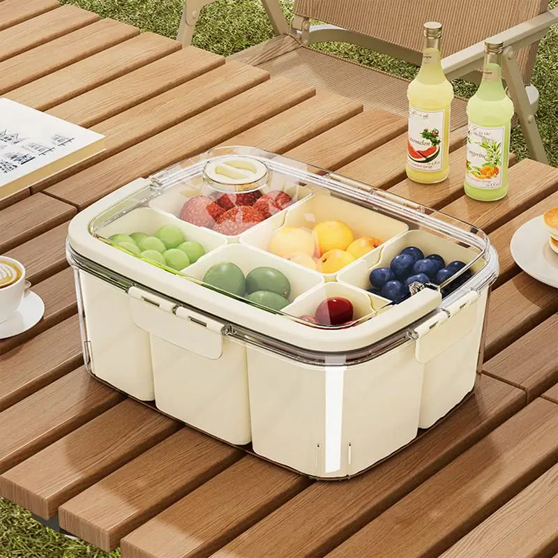 Snackle Box for Fruits 6 Individual Compartments Snackle Box Large Capacity Serving Box Clear Organizer for Kitchen Cabinets