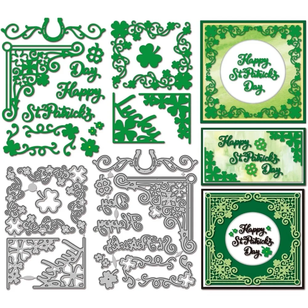 Saint Patrick's Day Shamrock Corner Carbon Steel Cutting Dies Stencils for DIY Scrapbooking Photo Album