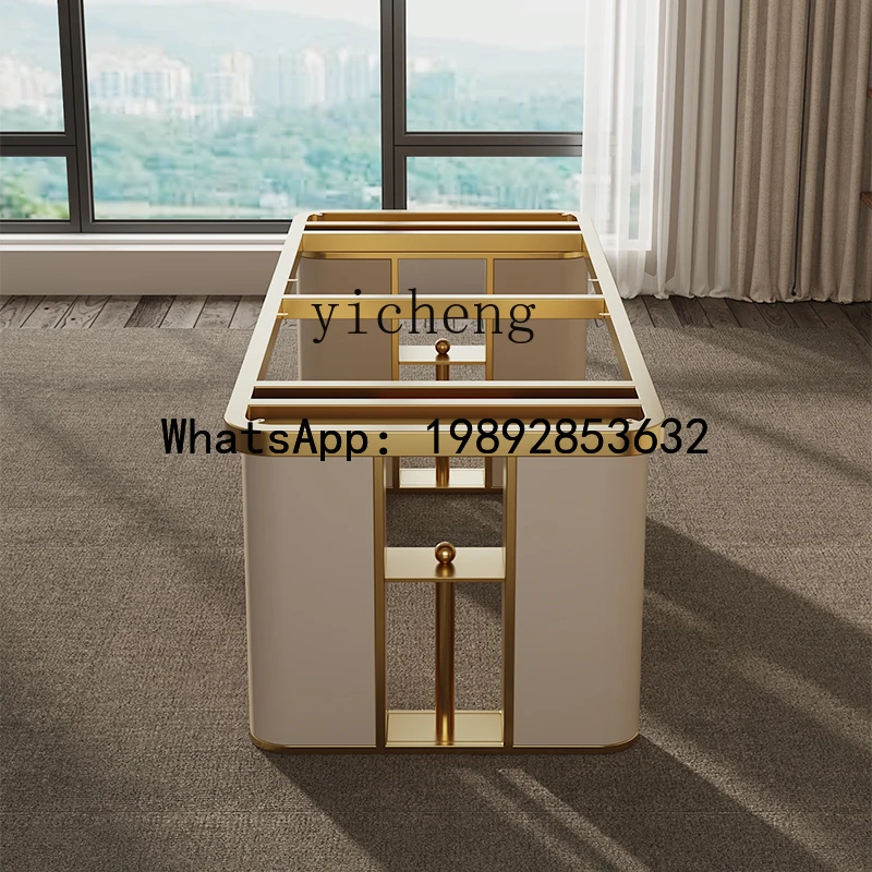 FF light luxury high-end table leg bracket stainless steel leather marble luxury stone rock slab dining table