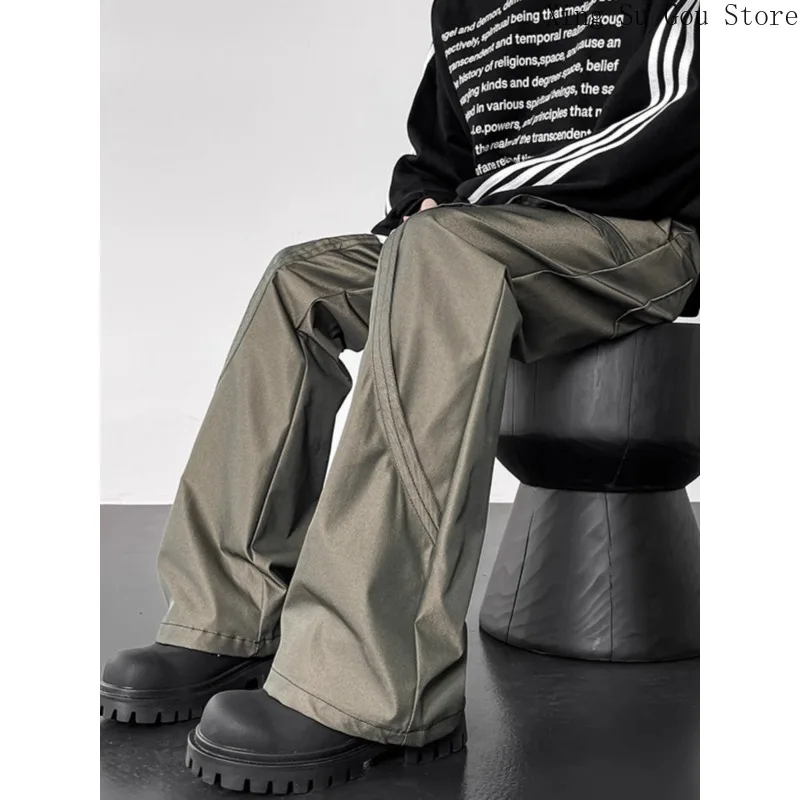 Spring and Autumn New Micro Design Sense Overalls Senior Sense Trousers and Trousers Men Men Slim Horn Trousers