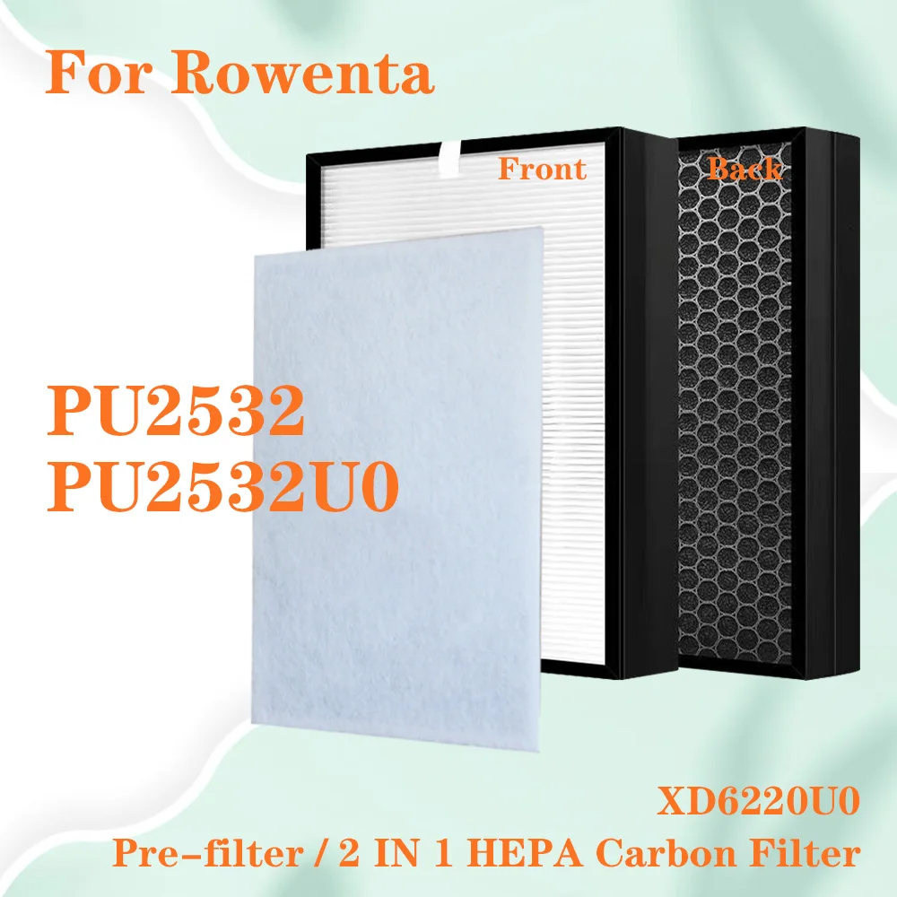 XD6220U0 For Rowenta PU2532 PU2532U0 Air Purifier Filter Replacement 2 in 1HEPA and Activated Carbon Filter