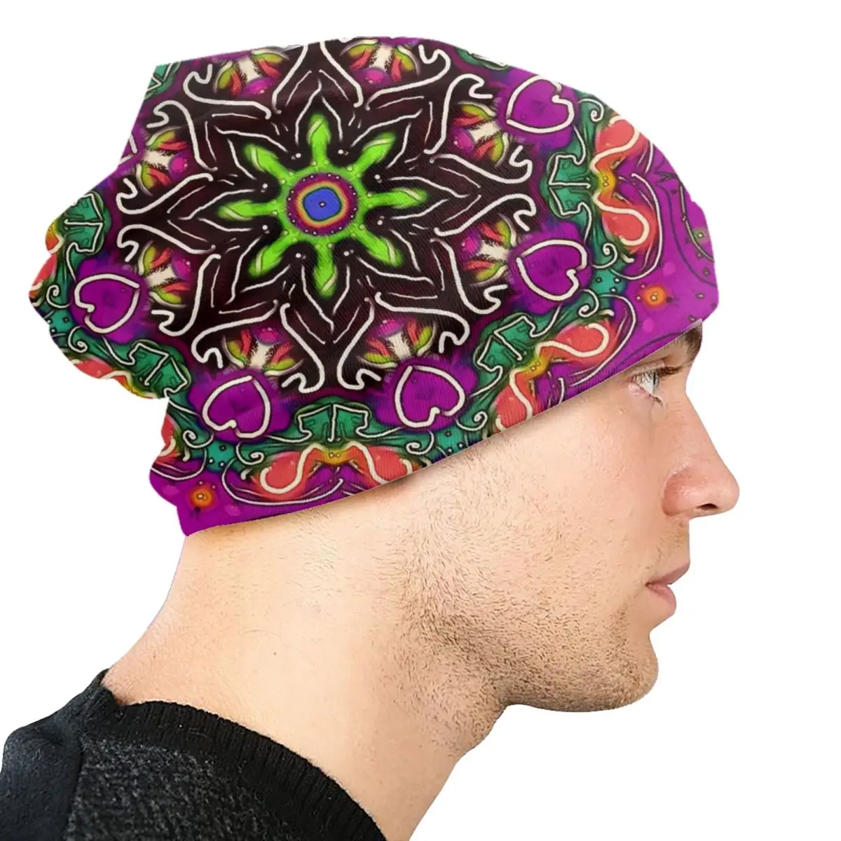 Mandala Flower Deanfun Colorful Skullies Beanies Caps Hip Hop Winter Warm Women Men Knitted Hats Adult Unisex Bonnet Hats