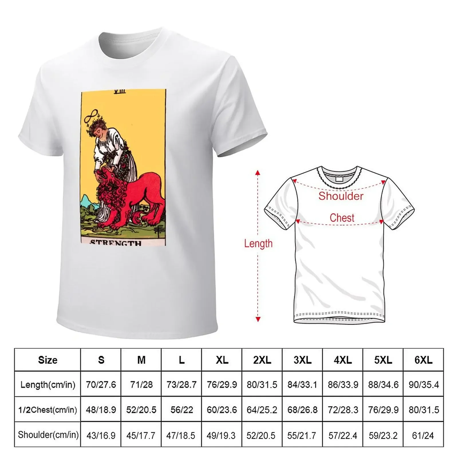 Strength Tarot Card Rider Waite Classic T-Shirt essential t shirt summer tops plus size men clothing