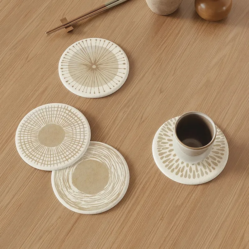 Wabi Sabi Style Japanese Hard Diatom Mud Coasters Absorbent Heat Resistant Pads for Coffee Tea Table Mat