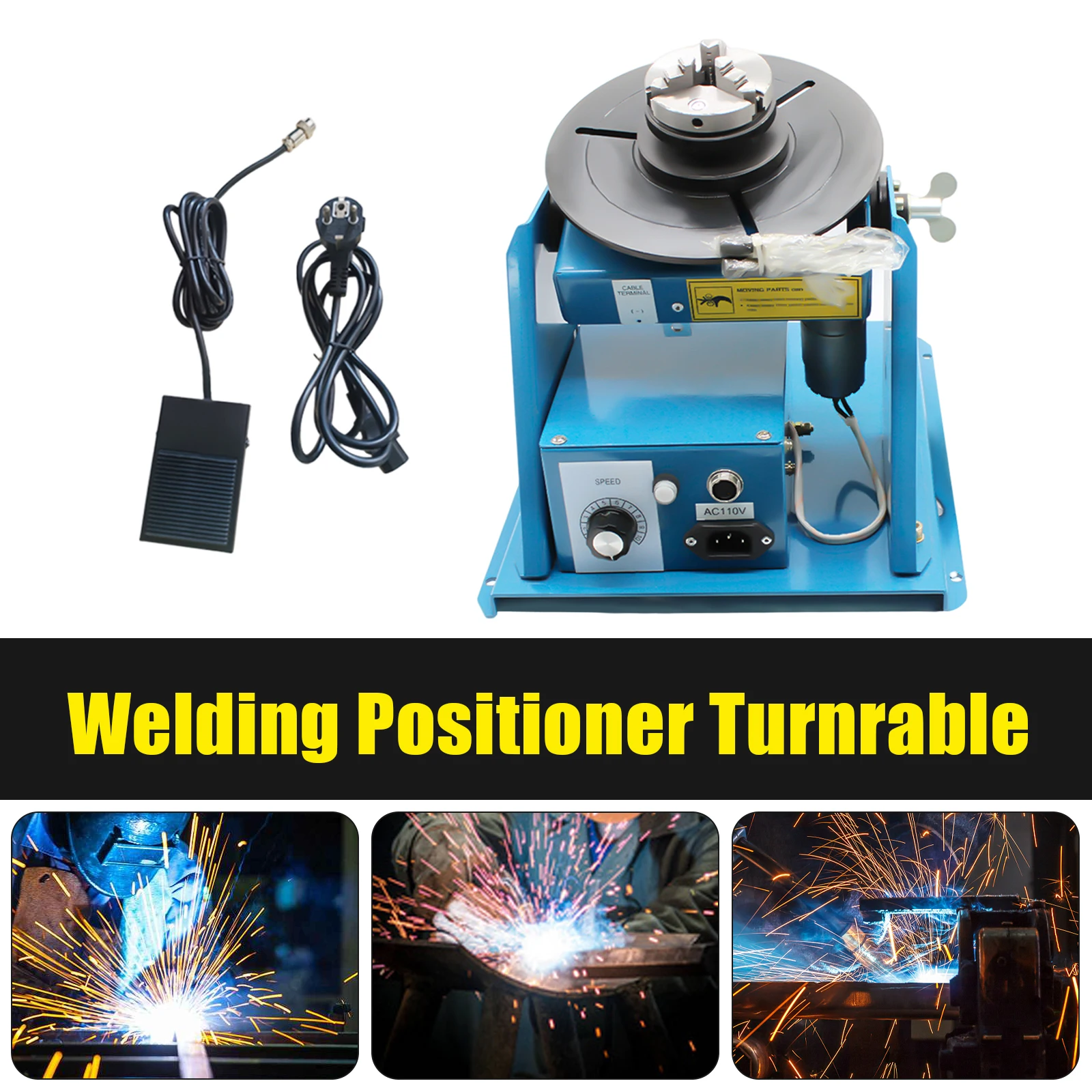 10KG/5KG 3 Jaw Welding Turntable Rotary Welding Positioner Turntable Table w/2.5