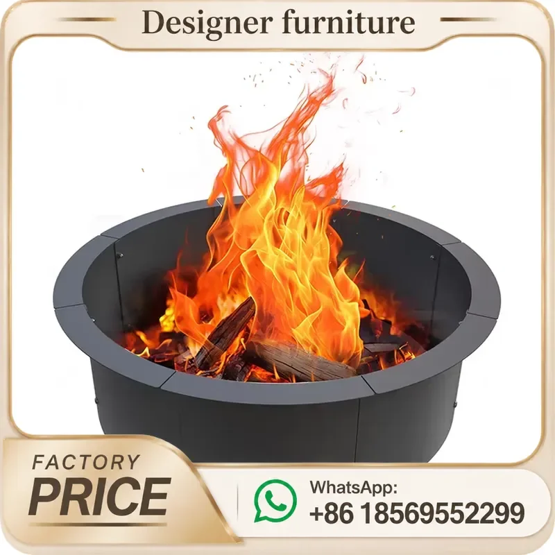 Portable Fire Pit Ring Galvanized Steel Garden Campfire Bowl Outdoor Wood Burning Heater For Backyard Patio BBQ