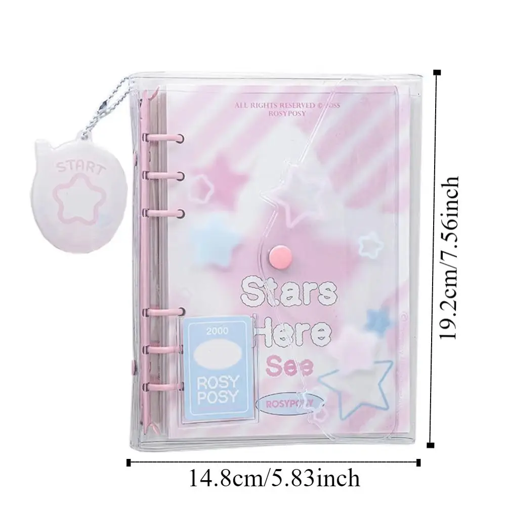 Cuaderno de hojas sueltas de dibujos animados, Bloc de notas con botón a presión, diario de estrellas hecho a mano, cuenta de mano, práctico cuaderno de PVC a todo Color