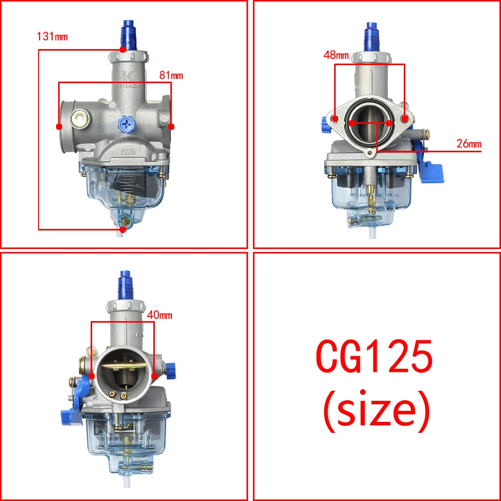 (KENADA!)Carburetor Fit For Honda CG125 / XF125 / XL125 / LIFAN125 / CB125 / XR100 / GL100 / PZ26 26mm motorcycle Carb