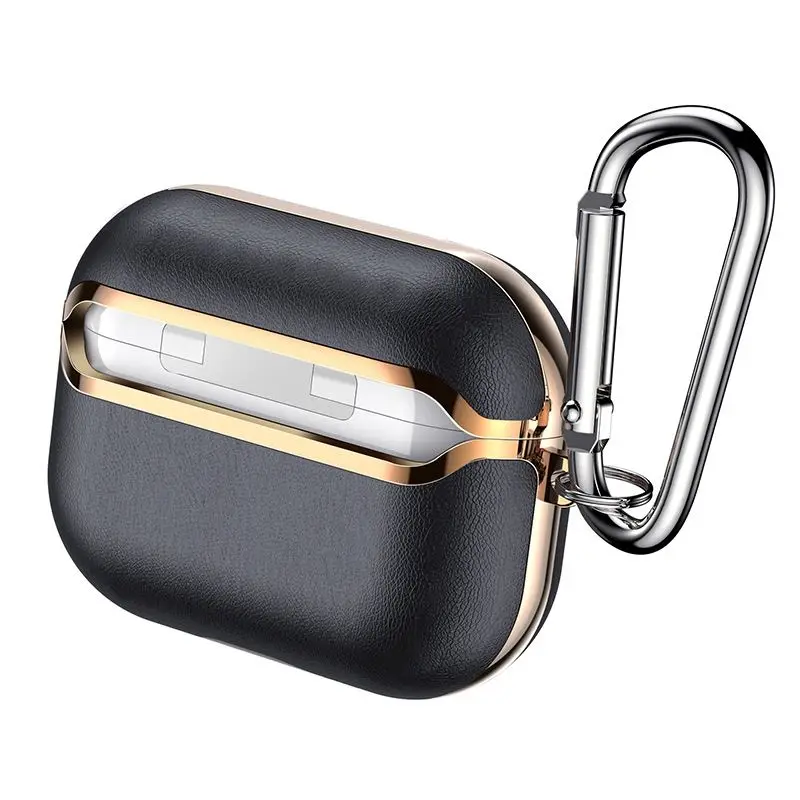 For Airpods Pro 2 Case With Hook Black Gold Electroplating Earphone Case Headphone Cover For Airpods 3 Pro USB C 2nd Generation